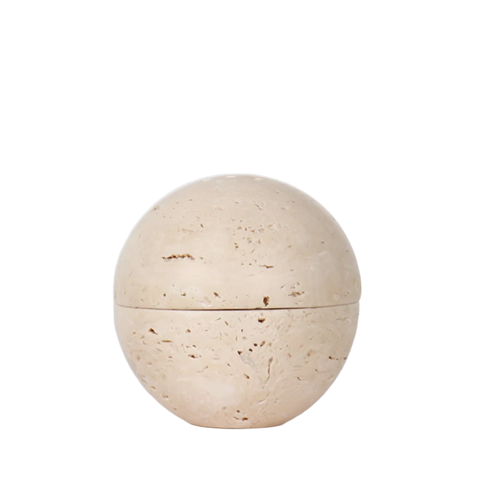 Tetbury travertine sphere incense burner on white