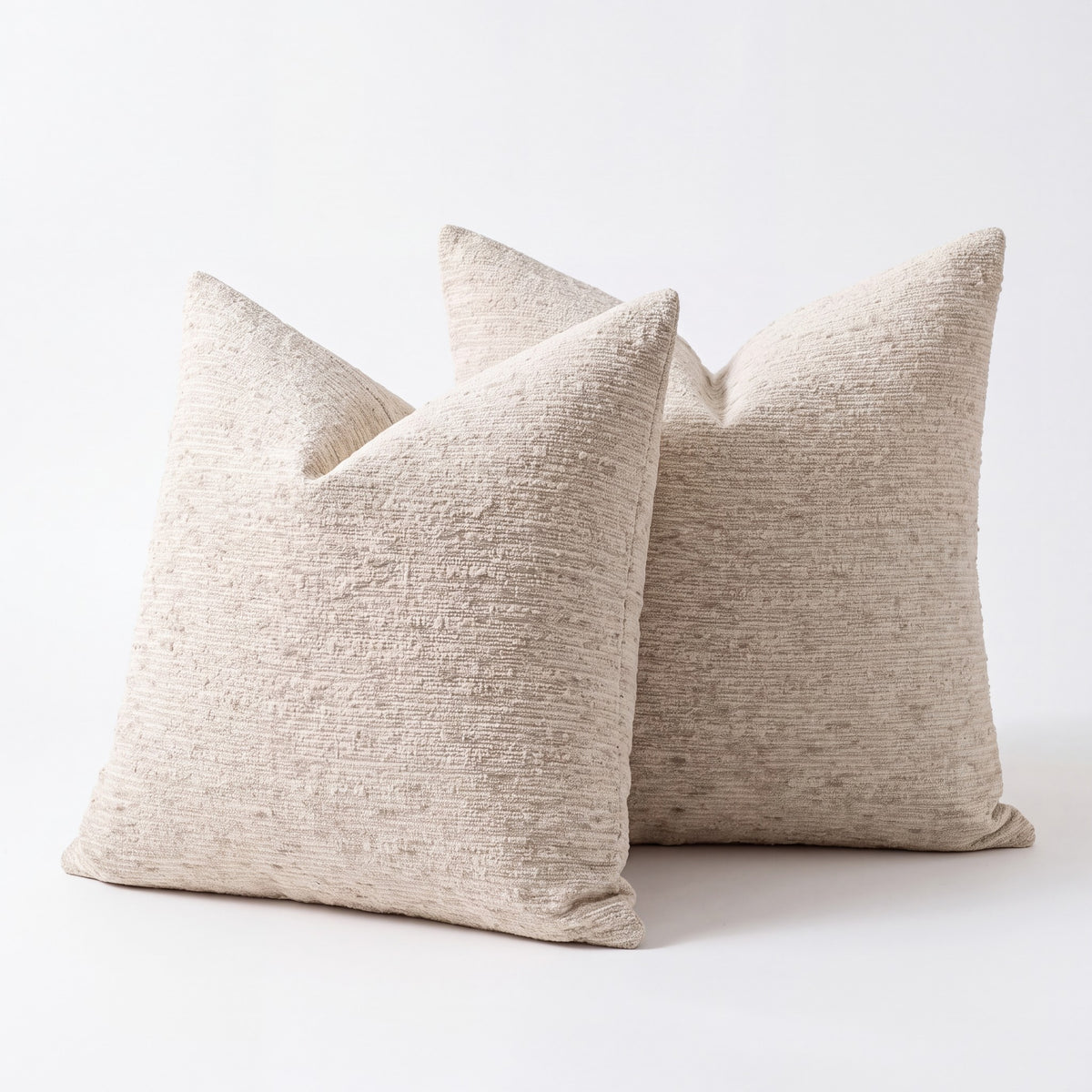 Nassjo chenille cushion covers in beige, set of 2