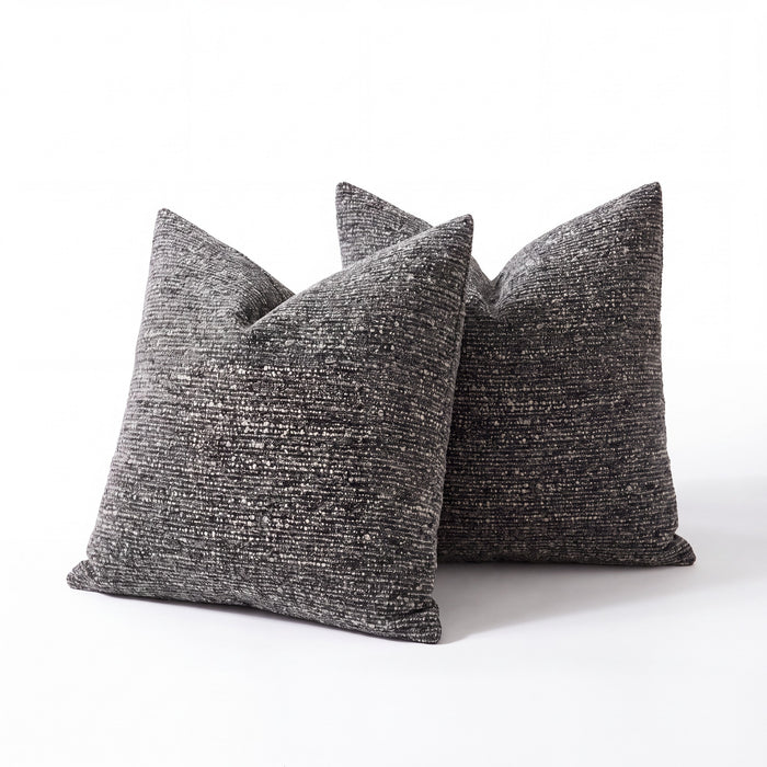 Nassjo chenille cushion covers in charcoal, set of 2