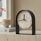 Nordhorn Stone Effect Mantel Clock, supplier photo, Black Frame