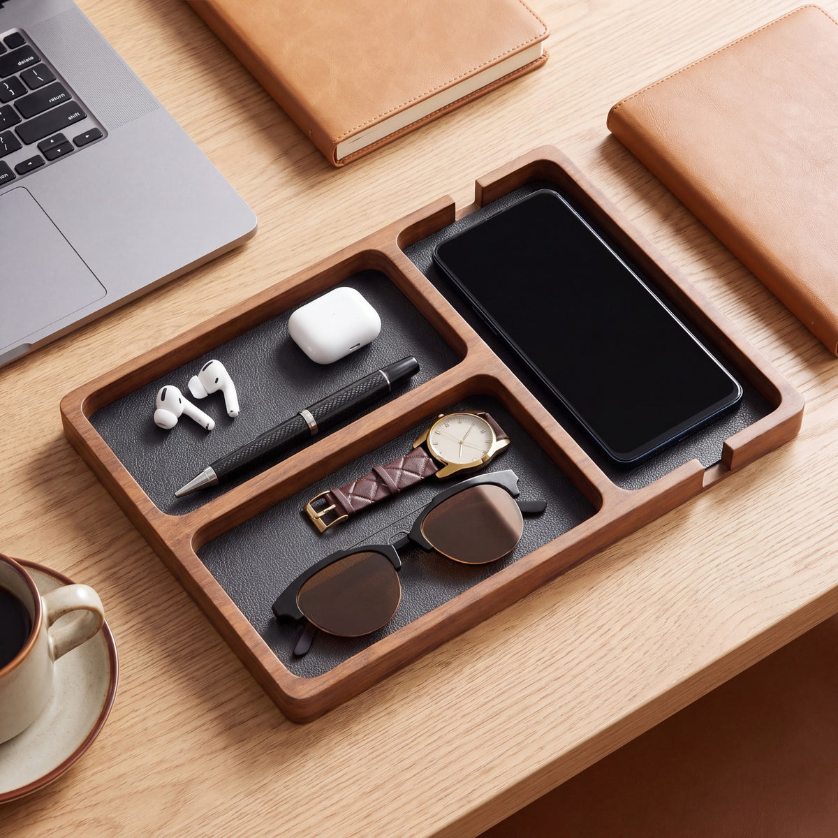 Ronneby valet tray from above on a desk