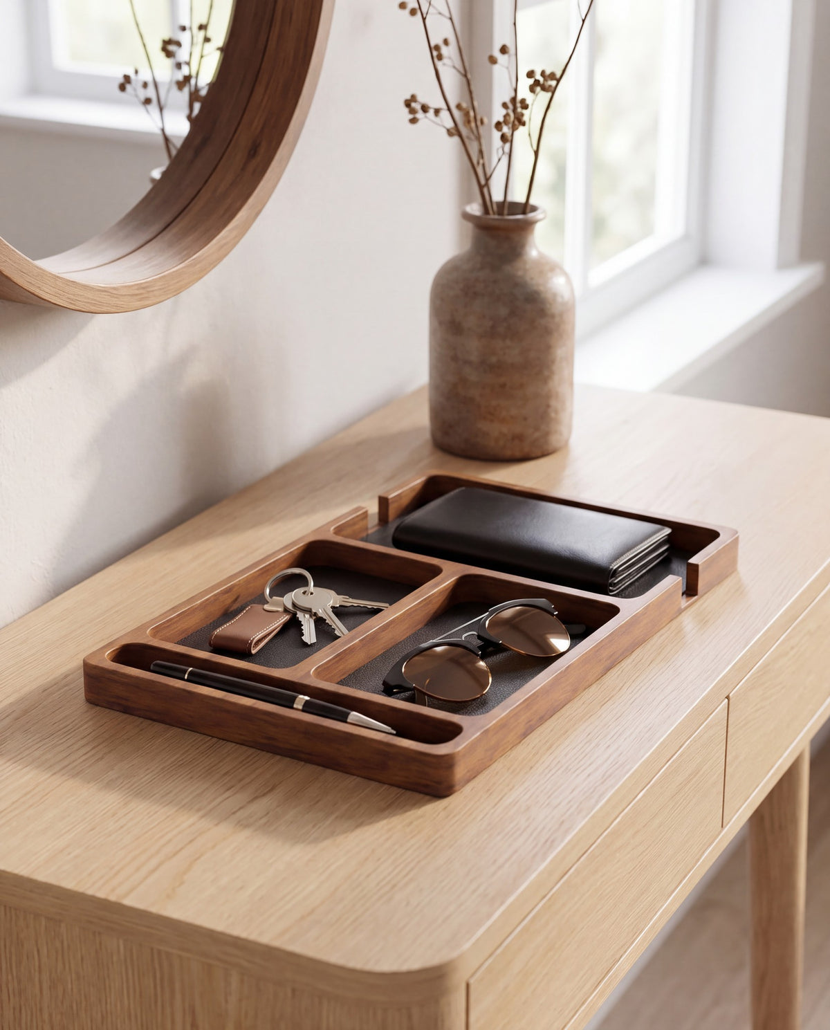 Ronneby valet tray on a hallway console
