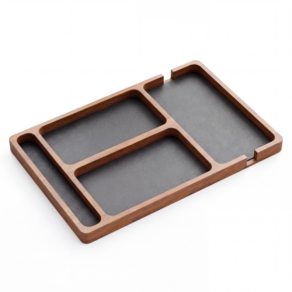 Ronneby wooden valet tray in walnut finish