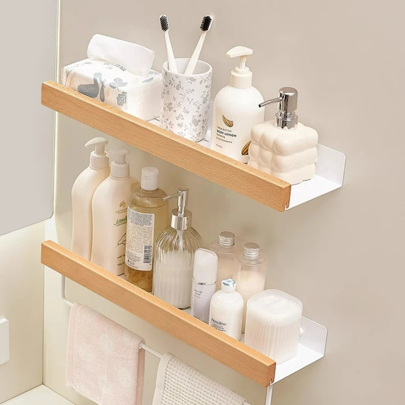 Two Hasle shelves holding toiletries
