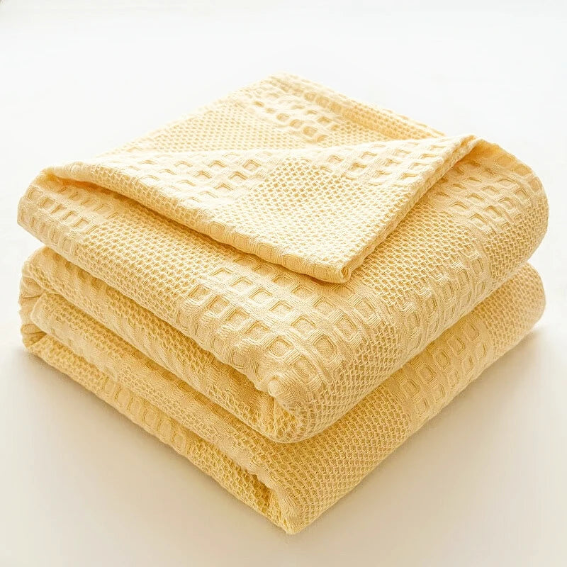 Sala cotton waffle throw, Butter Yellow