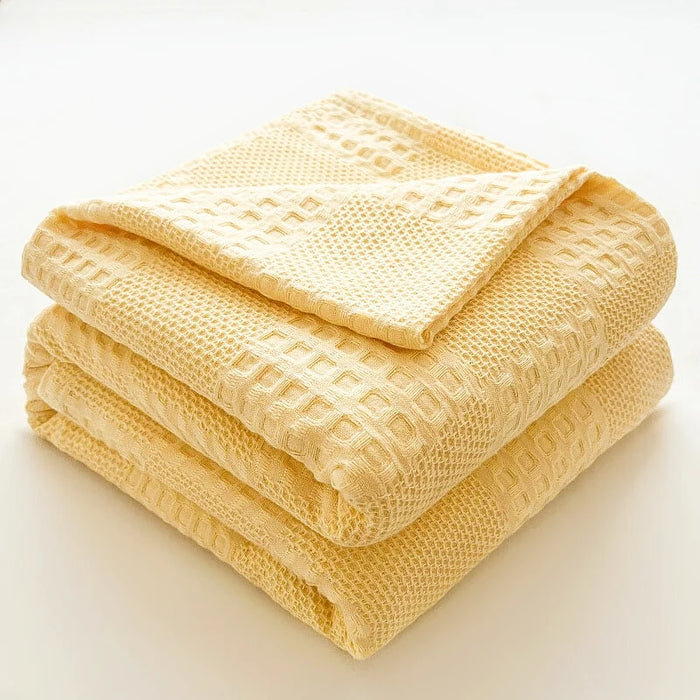 Sala cotton waffle throw, Butter Yellow