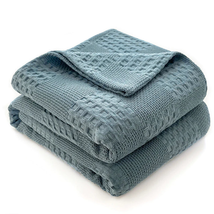 Sala cotton waffle throw, Lake Blue