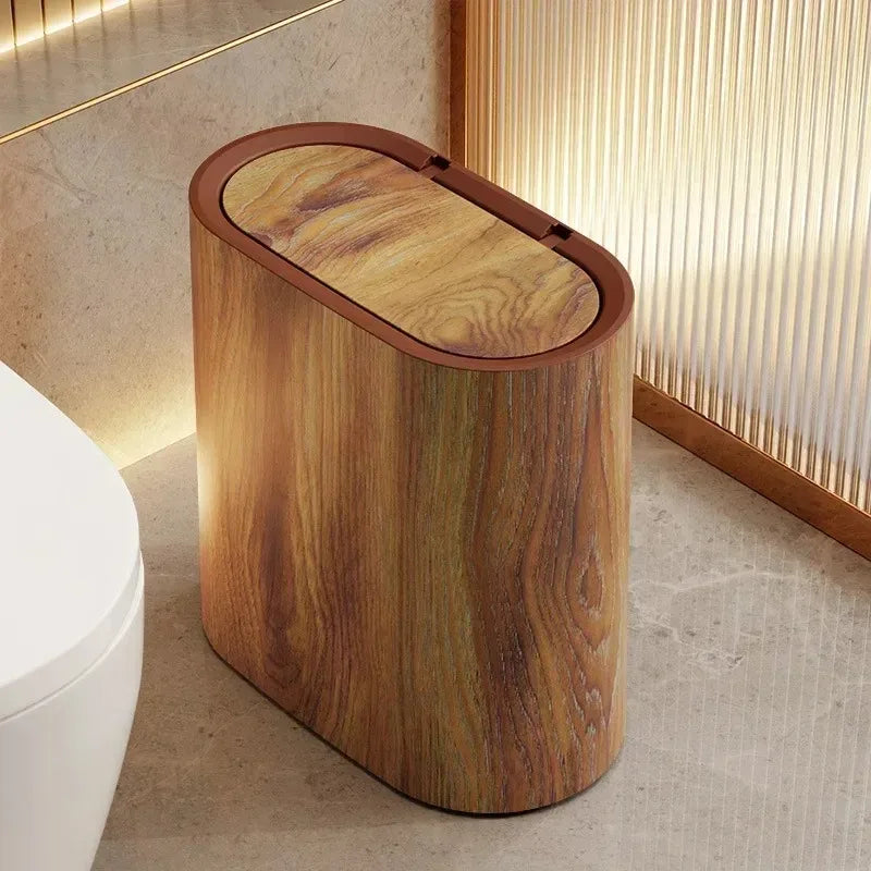 Alderton wood-texture bin beside a bathroom toilet