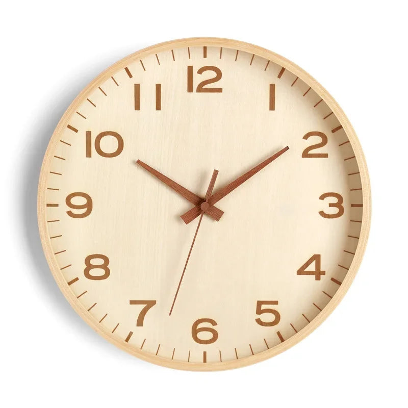 Horten wooden wall clock, Natural, Bold Numerals