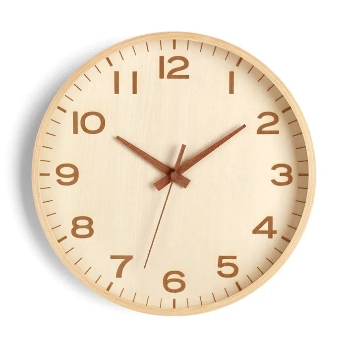 Horten wooden wall clock, Natural, Bold Numerals