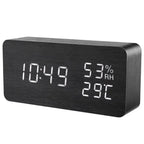 Black LED alarm clock with time, humidity and temperature display