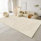 Ahlbeck cream line rug with a wide arc in a bright living room