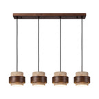 Bregenz four light bar pendant with walnut tone and stone effect shades