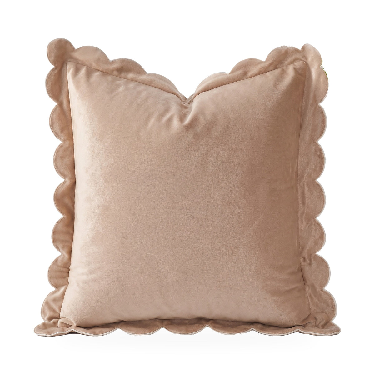 Bocholt scalloped velvet cushion cover in apricot sand