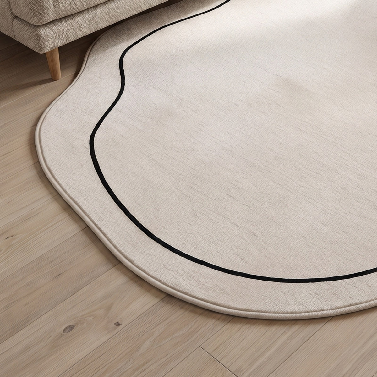 Skanor rug edge and black line detail