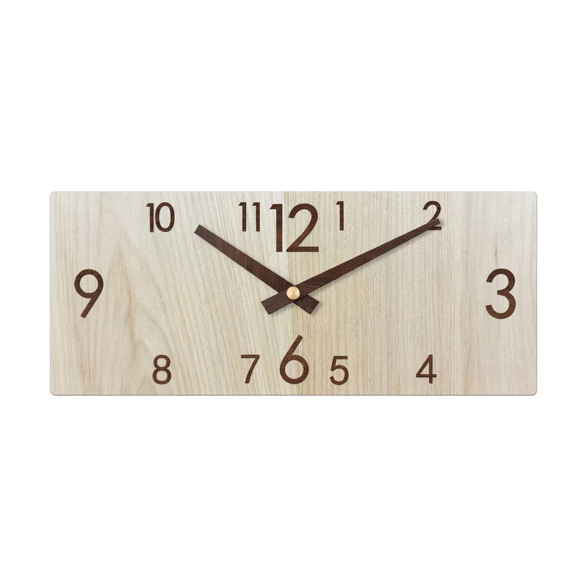 Wismar Rectangular Wall Clock, Pale Natural Wood with dark brown numbers and hands