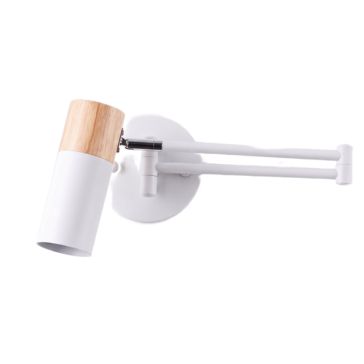 Horsens Swing Arm Wall Reading Light, Wood Cap, LED, White