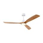 Turku ceiling fan in Light Oak with white body and round LED light