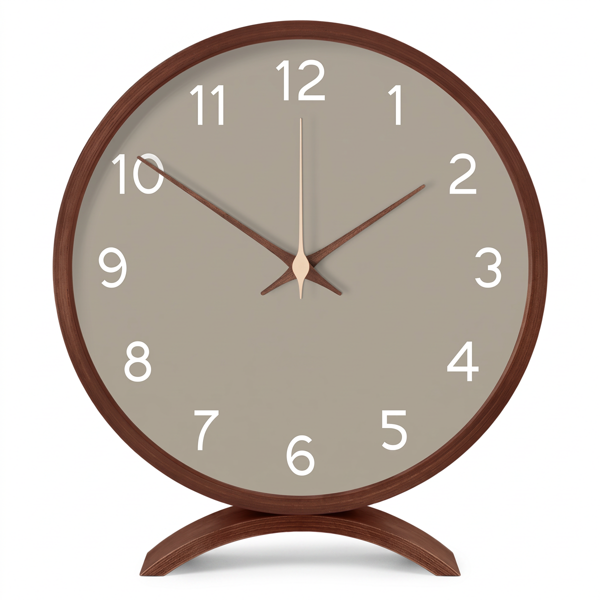 Freiburg mantel clock in walnut tone with a grey green sage dial