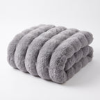 Gent ruched faux fur throw in grey, folded, on white