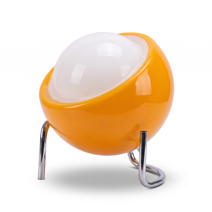 Lugano orange glass globe table lamp on chrome legs