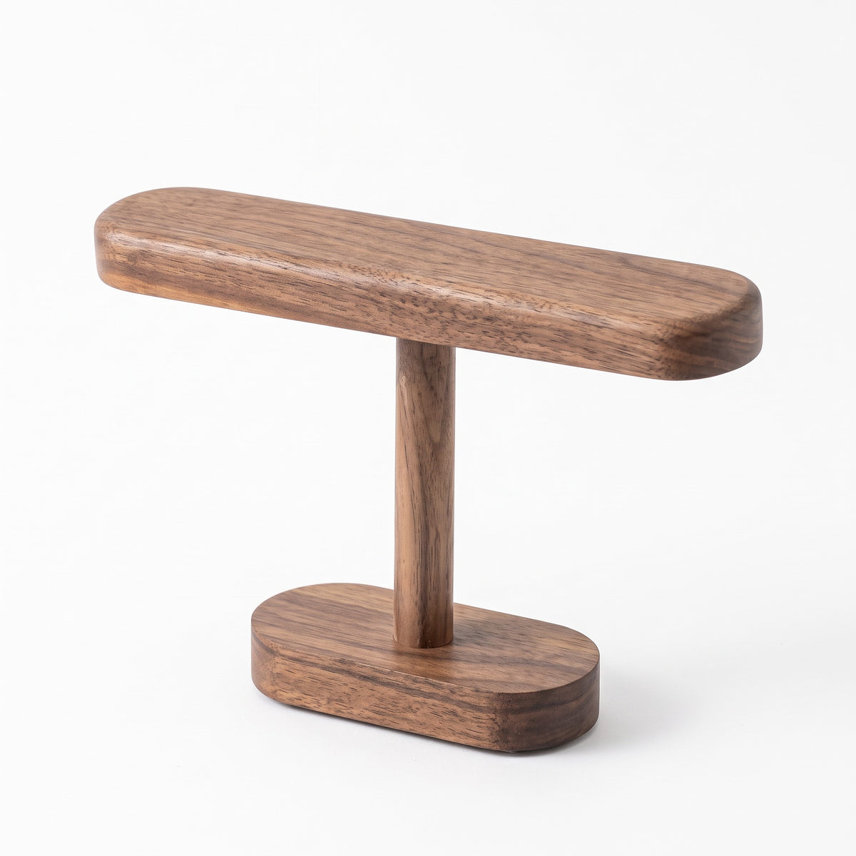 Hagen tall walnut watch stand, on white