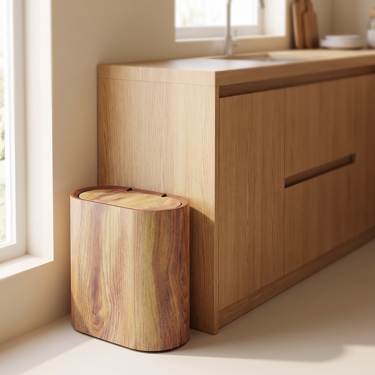 Alderton slim waste bin in a modern kitchen