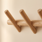 Close detail of turned oak peg and natural grain