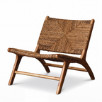 Lavenham solid ash lounge chair with woven vine seat on a white background