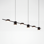 Matt black linear bar pendant light, dimmable, Langford