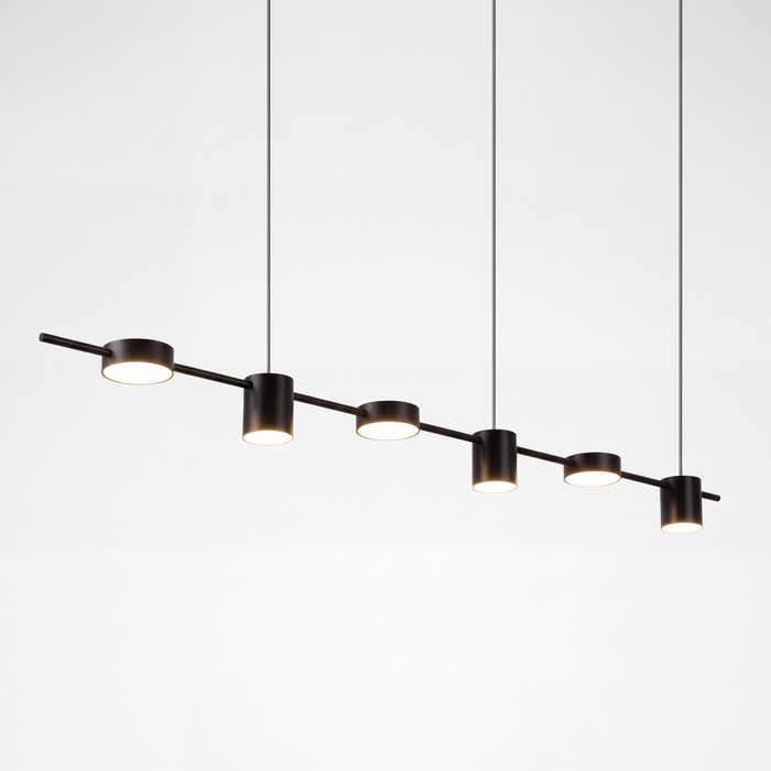 Matt black linear bar pendant light, dimmable, Langford