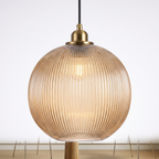 Ribbed amber glass pendant light, Quenby