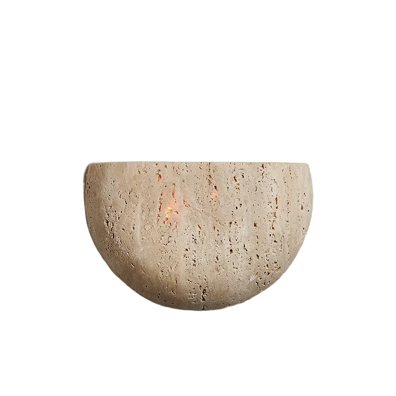 Inglecote travertine stone wall light on a white background