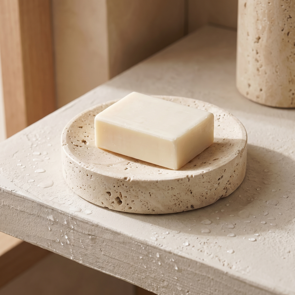 Malvern travertine soap dish