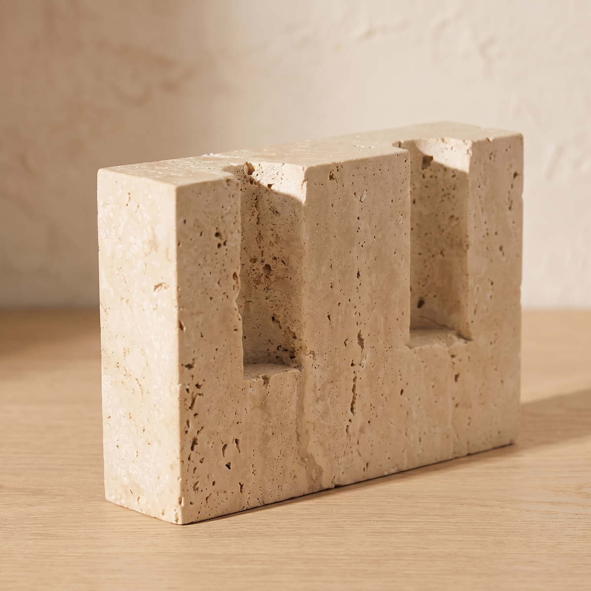 Helmsley travertine candle holder detail