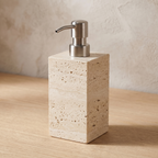 Malvern travertine soap dispenser detail