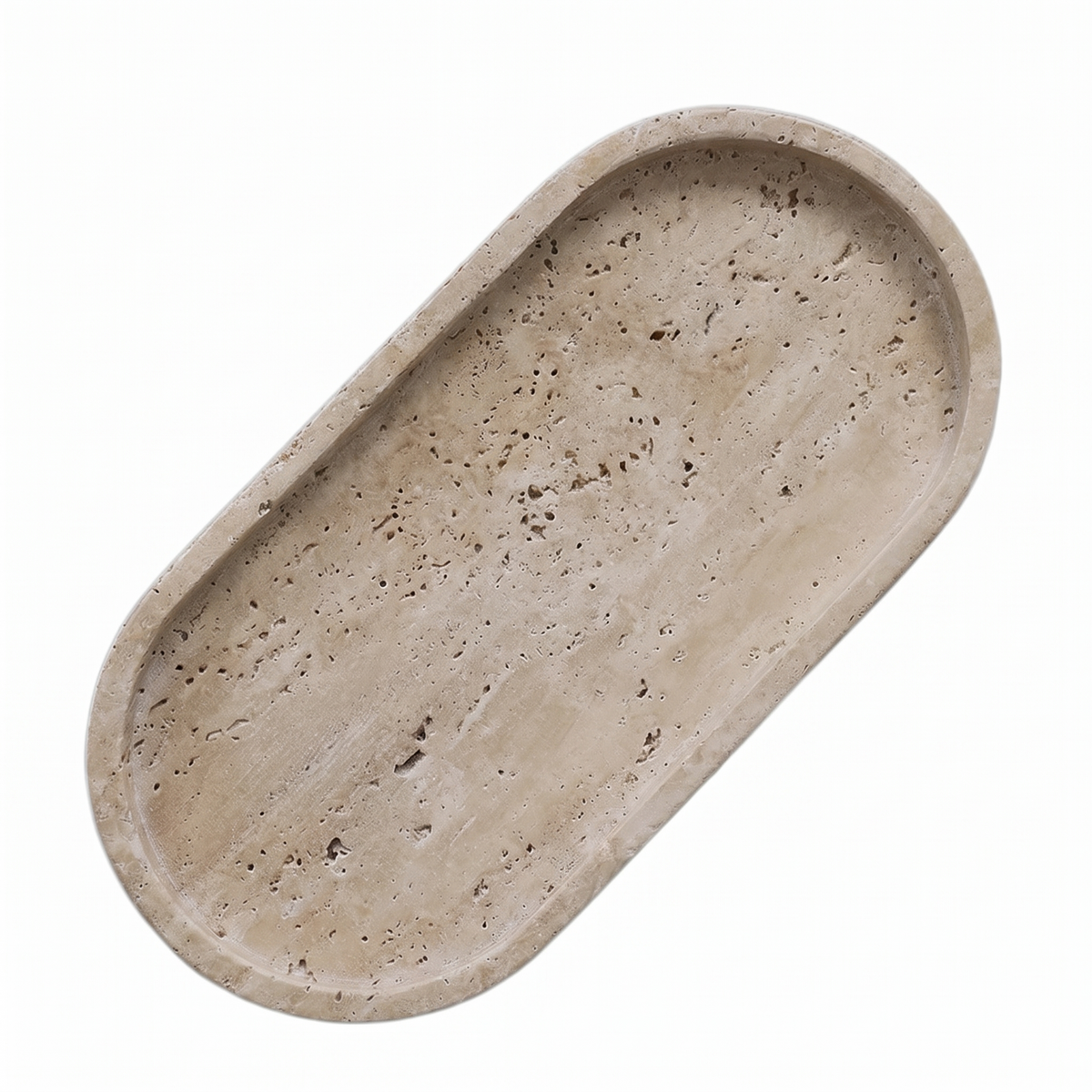 Ashby travertine oval tray on white
