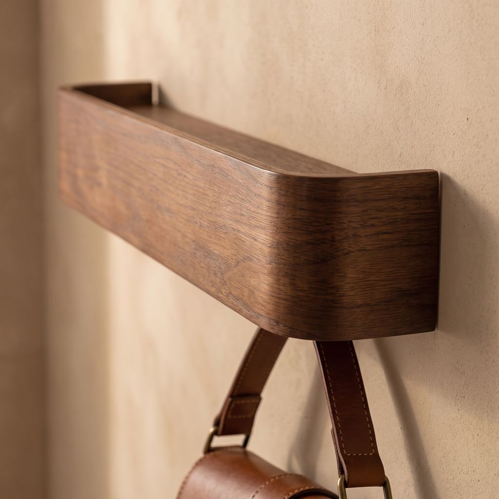 Eastnor shelf detail, hidden hook holding a bag strap