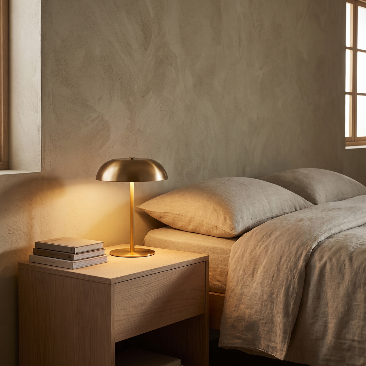 Whitby mushroom lamp on a bedside table