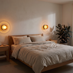 Pair of Rauma wall lights either side of a bed
