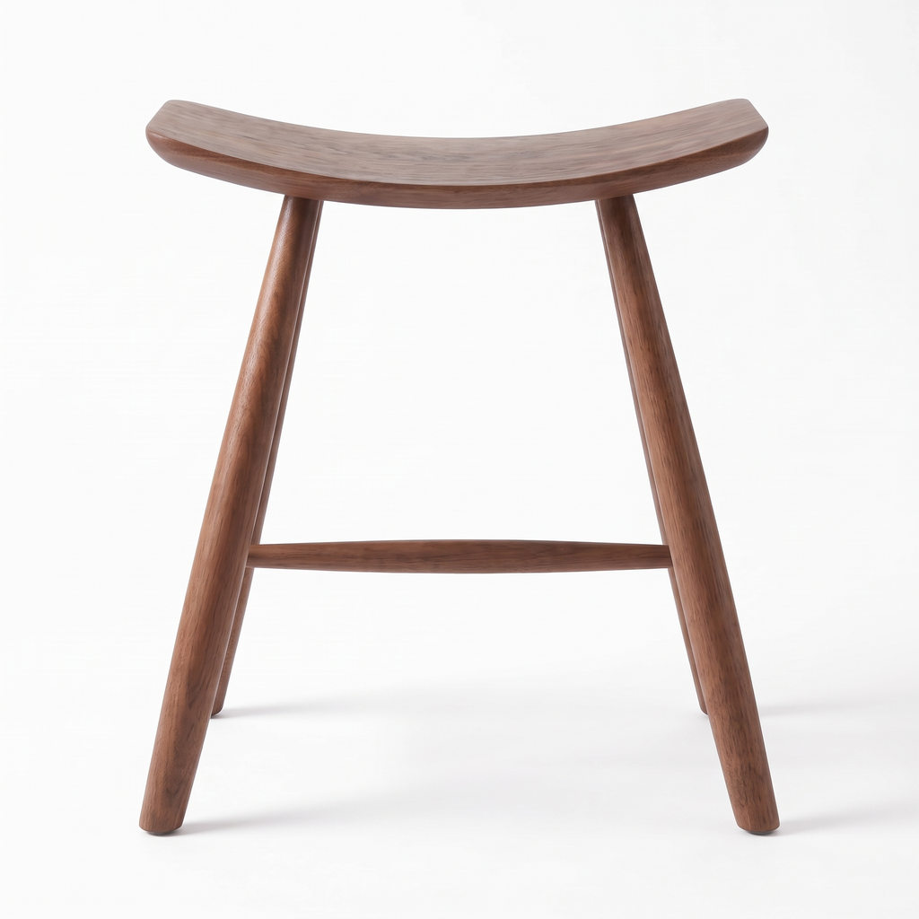 Herning saddle stool in walnut, side profile