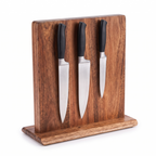 Solingen knife block holding three knives, white background