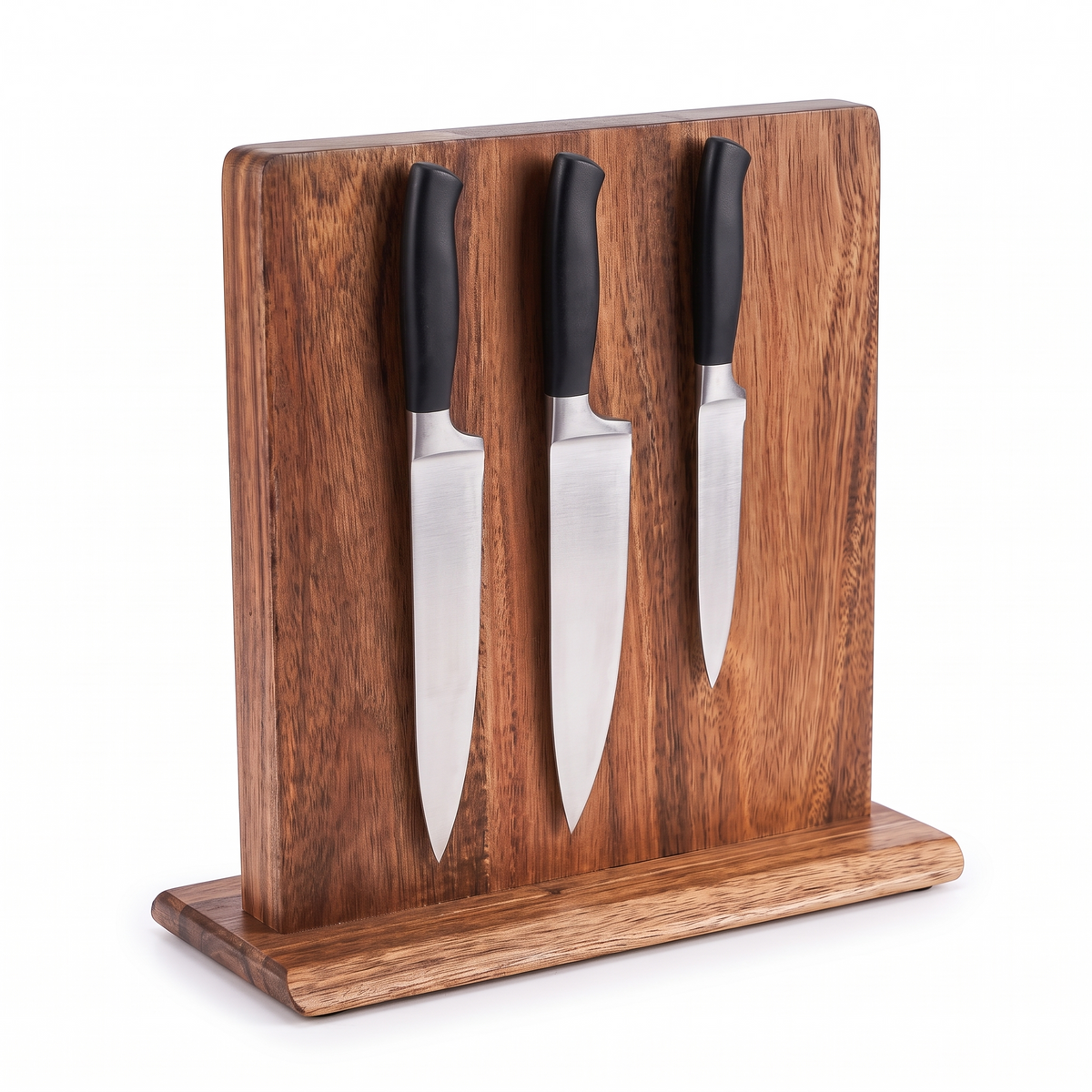 Solingen knife block holding three knives, white background