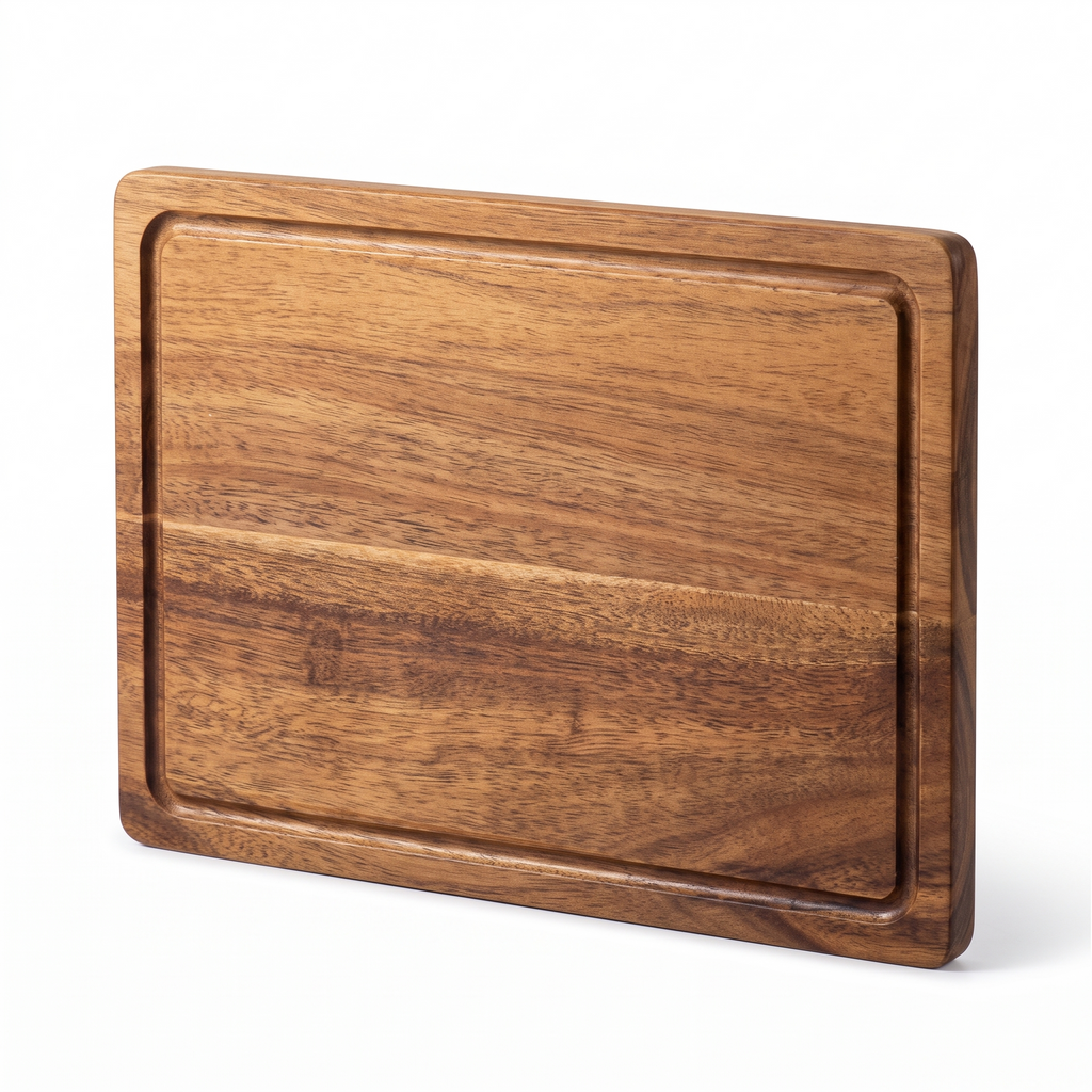 Lubeck hardwood chopping board with juice groove on white