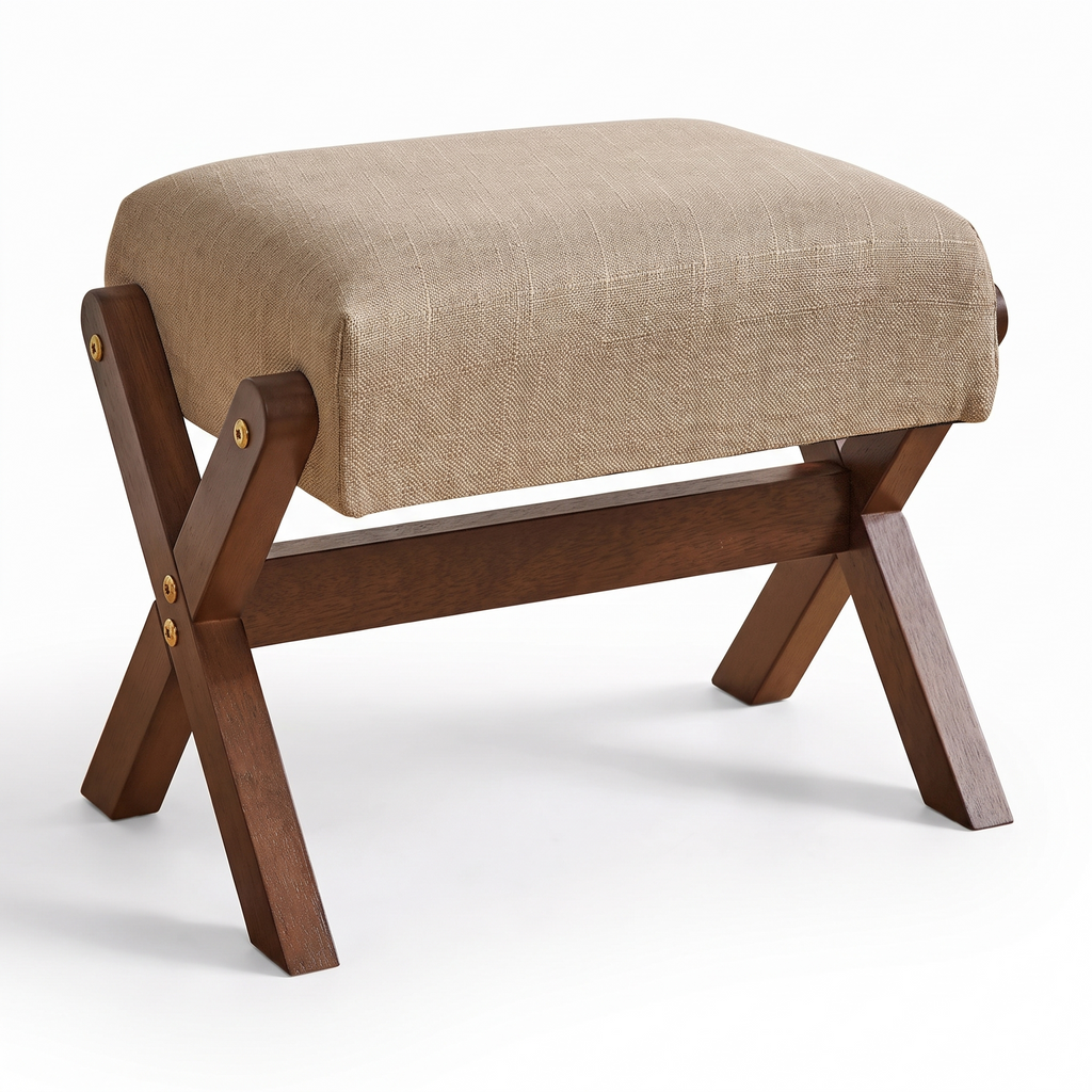 Esbjerg footstool in cherry on white
