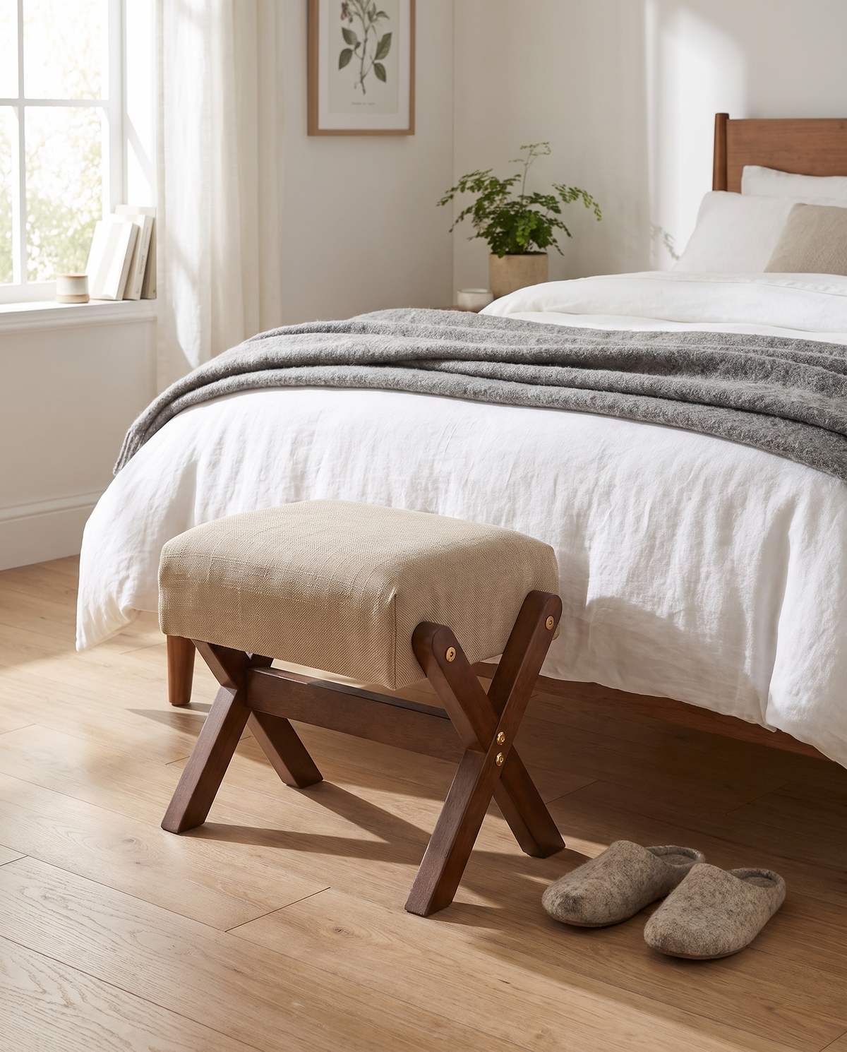 Esbjerg footstool at the end of a bed