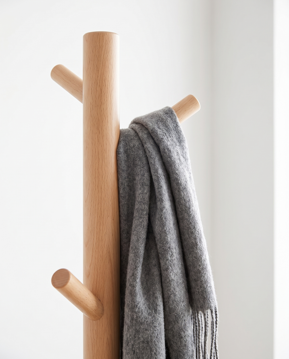 Close up of the Goslar pegs with a wool scarf
