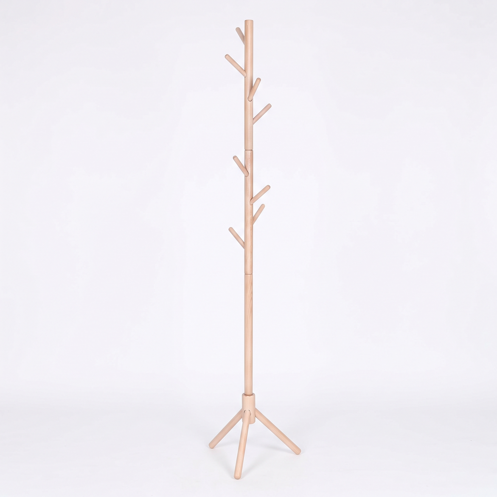 Goslar solid wood coat stand in natural on white