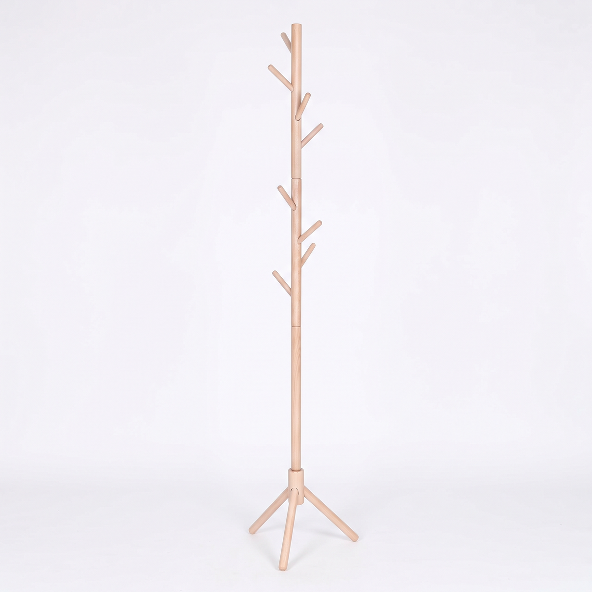 Goslar solid wood coat stand in natural on white