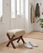 Esbjerg dark brown footstool by the front door
